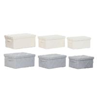 Set decoratieve dozen Home ESPRIT Grijs Crème 40 x 30 x 20 cm 3 Onderdelen (2 Stuks) - thumbnail