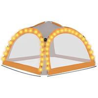 VidaXL Partytent met led en 4 zijwanden 3,6x3,6x2,3 m grijs en oranje - thumbnail