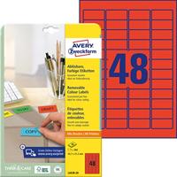 Etiket avery l6038-20 45.7x21.2mm rood 960st - thumbnail