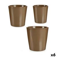 Pottenset Ibergarden Taupe Klei 16,5 x 16 x 16,5 cm (6 Stuks) - thumbnail
