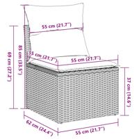 7-delige Loungeset met kussens poly rattan beige - thumbnail