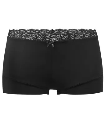 Kanten boxershort dames 38832 - Dames onderbroek - kanten ondergoed -badstof kruisje - wit en zwart