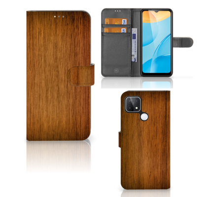 OPPO A15 | Book Style Case | Donker Hout
