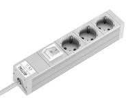 Rittal DK 7240.120 Stekkerdoos Drievoudig, Met schakelaar Aluminium Grijs 1 stuk(s) - thumbnail