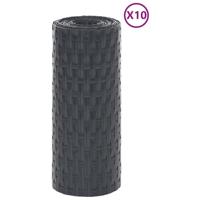VidaXL Balkonschermen 10 st 255x19 cm poly rattan antracietkleurig - thumbnail
