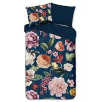 Descanso Dekbedovertrek "bloemen" - Blauw - (140x200/220 cm) - Biologisch Katoen satijn - thumbnail
