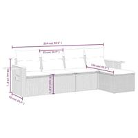 5-delige Loungeset met kussens poly rattan grijs - thumbnail