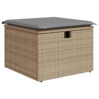 6-delige Loungeset met kussens poly rattan beige - thumbnail