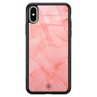 iPhone XS Max glazen hardcase - Marmer roze - thumbnail