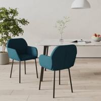Eetkamerstoelen 2 st fluweel blauw - thumbnail