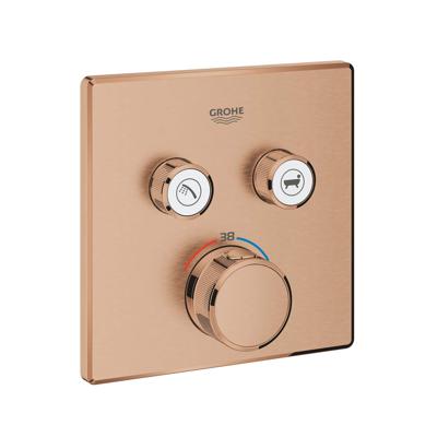 Grohe Inbouwkraan Grohtherm Smart Control Thermostaatkraan met 2-weg Omstelling Vierkant Warm Sunset Geborsteld Grohe Inbouwkraan Grohtherm Smart Control Thermostaatkraan met 2-weg Omstelling Vierkant Warm Sunset Geborsteld