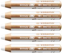 Kleurpotloden STABILO 880 woody 3 in 1 multitalent wit | 5 stuks - thumbnail