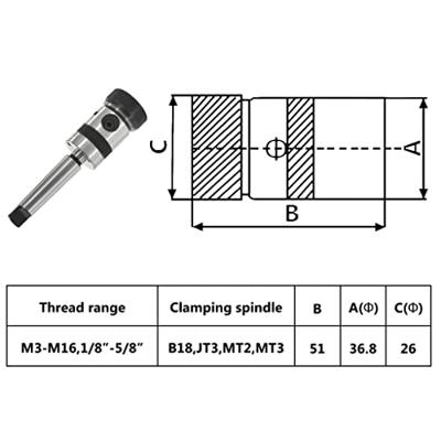 VidaXL Tapboorkop b18 met mt3 schacht voor schroefdraad m3-m16
