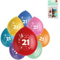 Folat ballonnen party pop cijfer 21 kleurmix 23 cm 8 stuks | 24 stuks - thumbnail