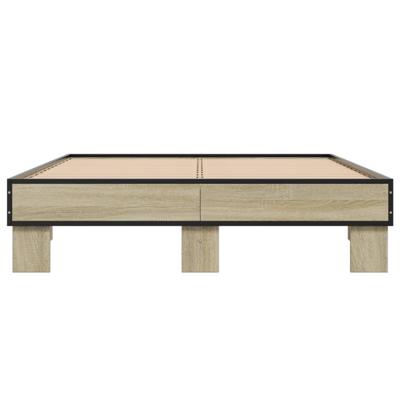 Bedframe bewerkt hout metaal sonoma eikenkleurig 160x200 cm - thumbnail