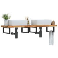 Badkamer wandschap staal en massief acaciahout - thumbnail