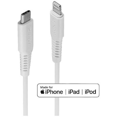 LINDY 31317 USB-kabel USB 2.0 Apple Lightning stekker, USB-C stekker 2.00 m Wit Vergulde steekcontacten