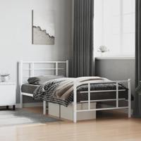 Bedframe met hoofd- en voeteneinde metaal wit 107x203 cm - thumbnail