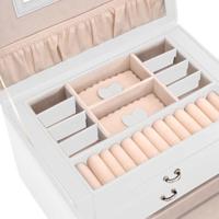 VidaXL Sieradendoosje 3laags met spiegel afsluitbaar 26x18x17,5 cm wit - thumbnail