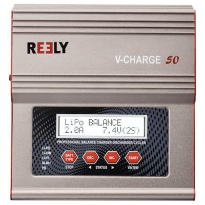 Reely V-Charge 50 Multifunctionele modelbouwlader 12 V, 230 V 7 A Li-ion, LiFePO, Li-poly, NiCd, NiMH, Lood Reely V-Charge 50 Multifunctionele modelbouwlader 12 V, 230 V 7 A Li-ion, LiFePO, Li-poly, NiCd, NiMH, Lood
