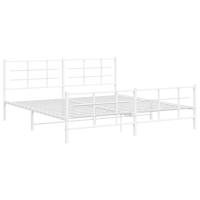 Bedframe met hoofd- en voeteneinde metaal wit 193x203 cm - thumbnail