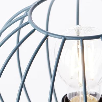 Brilliant Draad tafellampjeSorana turquoise met hout - 93044/73