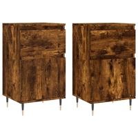 Dressoirs 2 st 40x35x70 cm bewerkt hout gerookt eikenkleurig - thumbnail