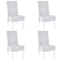 Eetkamerstoelen 4 st kubu rattan en mangohout wit - thumbnail