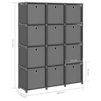 Kast met 12 vakken met boxen 103x30x141 cm stof grijs - thumbnail