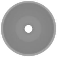VidaXL Wastafel rond 40x15 cm keramiek mat lichtgrijs - thumbnail
