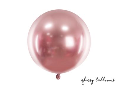 Grote Glossy Ballon Rosegoud (60cm)