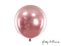 Grote Glossy Ballon Rosegoud (60cm) - thumbnail