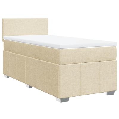 Boxspring met matras stof crèmekleurig 200x200 cm