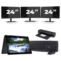 Dell Latitude 7390 2-in-1 - Intel Core i5-8e Generatie - 13 inch - 16GB RAM - 256GB SSD - Windows 10 Home + 3x 24 inch Monitor - thumbnail