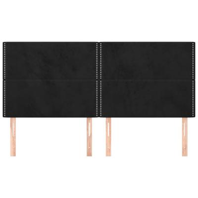 Hoofdborden 4 st 100x5x78/88 cm fluweel zwart