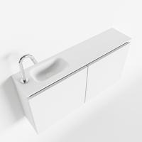 MONDIAZ TURE 100cm toiletmeubel talc. EDEN wastafel talc links 1 kraangat - thumbnail