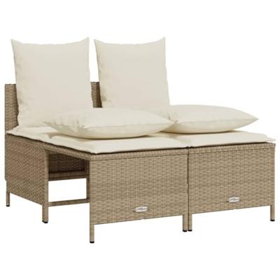 4-delige Loungeset met kussens poly rattan beige