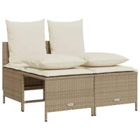 4-delige Loungeset met kussens poly rattan beige - thumbnail