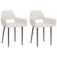 Vidaxl Eetkamerstoelen 2 St Stof Crèmekleurig - thumbnail