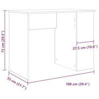 Bureau 100x55x75 cm bewerkt hout oud houtkleurig - thumbnail