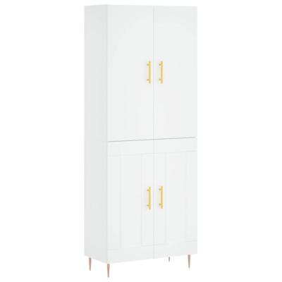 Hoge kast 69,5x34x180 cm bewerkt hout wit