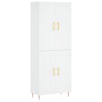 Hoge kast 69,5x34x180 cm bewerkt hout wit - thumbnail