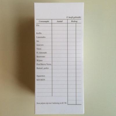 Barkaarten neutraal bedrukt 500 stuks