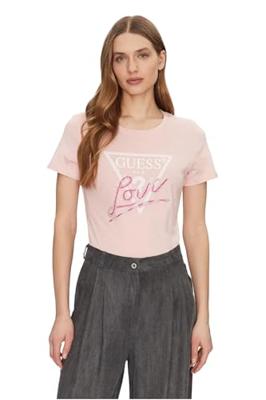 Guess Love Triangle T-Shirt Dames Roze - Maat S - Kleur: Roze | Soccerfanshop Guess Love Triangle T-Shirt Dames Roze - Maat S - Kleur: Roze | Soccerfanshop