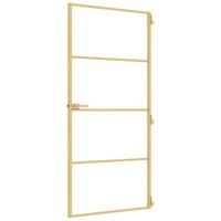 VidaXL Binnendeur smal 93x201,5 cm gehard glas en aluminium goudkleur - thumbnail