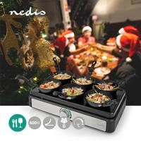 Nedis FCRA310FBK6 Party Wokset Grill 6 Personen Spatel Temperatuurinstelling Anti-aanbak Laag Rechthoek - thumbnail