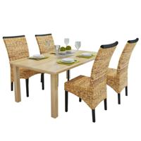 Eetkamerstoelen 2 st abaca en massief mangohout - thumbnail