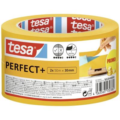tesa Perfect+ 56539-00000-00 Schilderstape Geel (l x b) 100 m x 30 mm 2 stuk(s) tesa Perfect+ 56539-00000-00 Schilderstape Geel (l x b) 100 m x 30 mm 2 stuk(s)
