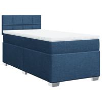 Boxspring met matras stof blauw 100x200 cm - thumbnail