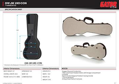 Gator Cases GW-JM-UKE-CON houten koffer voor concert ukelele - thumbnail